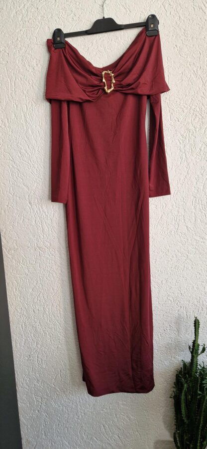 XS/34 - Shein maxi feestjurk wijnrood (1025did)