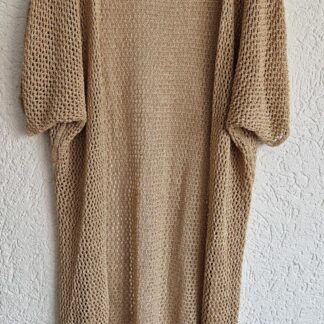 S/L - Goudkleurig openbewerkt lang vest (1025vi)