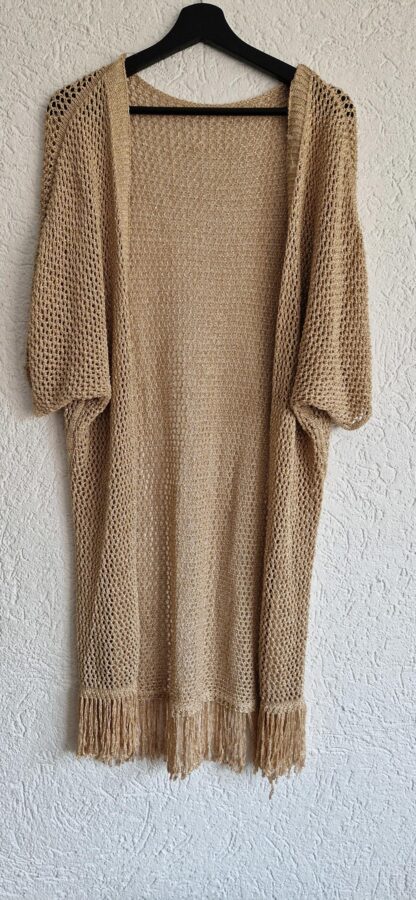 S/L - Goudkleurig openbewerkt lang vest (1025vi)