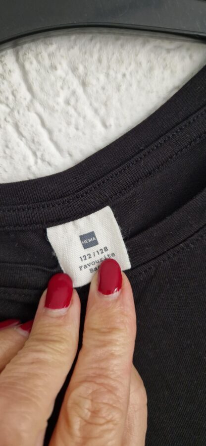 122 128 - Hema shirt basic zwart (1025jac) - Afbeelding 3