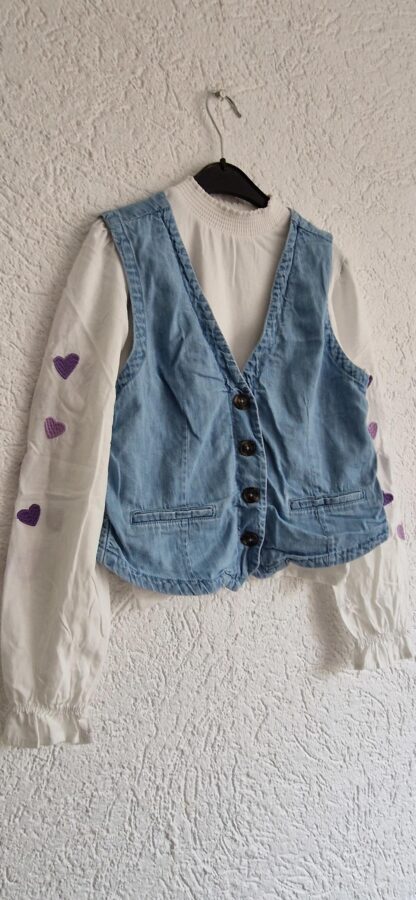 146 152 WE tuniek wit met jeansgilet (1025jac) - Afbeelding 2