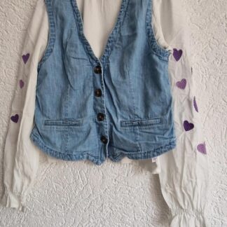 146 152 WE tuniek wit met jeansgilet (1025jac)