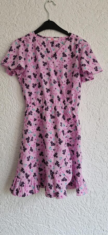 134 140 - WE jurk roze bloementjes (1025jac)