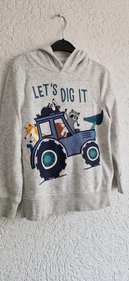 128 - C&A hoodie zilvergrijs print (1025jac) - Afbeelding 3