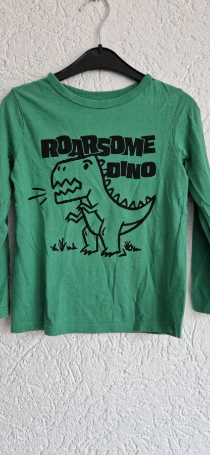 110 116 - H&M shirt groen dino (1025jac)