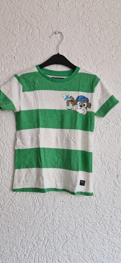 116 122 - Unlocked shirt strepen groen wit (1025jac)