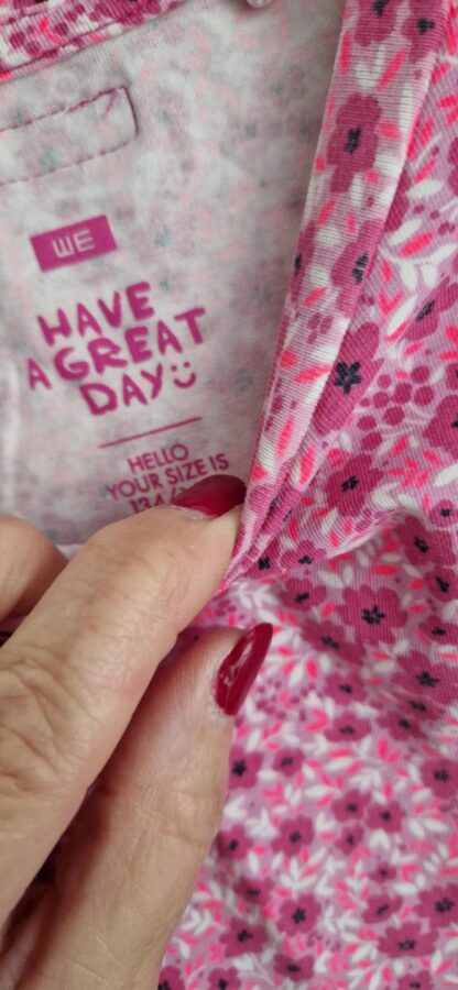 134 140 - WE shirt roze bloementjes (1025jac) - Afbeelding 3