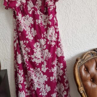 XL - Abercrombie & Fitch jurk fuchsia wit (1025bak)