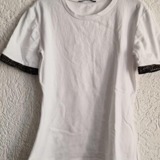 S - Zara wit shirt zwart randje mouw (1125did2)