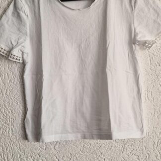 S - Zara wit shirt randje aan mouw (1125did2)