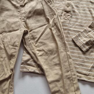 086 - Pantalon met streepjes shirt beige (1125gro)
