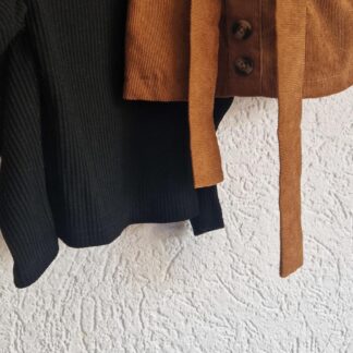 074 - Shein zwart shirt bruin rokje (1125gro)