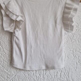 S - Zara top wit met ruche mouw (1225ang5)