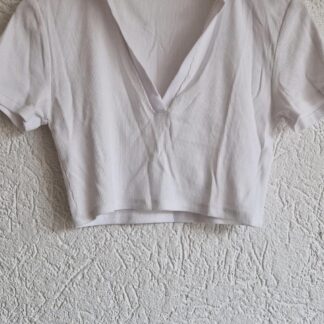 M - Zara cropp top wit kraag (1225ang5)
