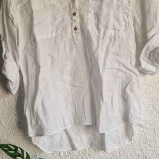 S - Zara witte blouse linnen (1225ang6)