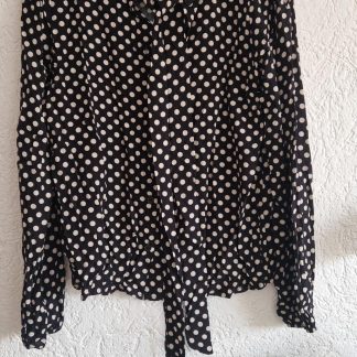 S/M - Cartouche blouse zwart dots (0126ab)