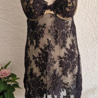 80B - C&A nachtjurkje kant zwart (0226re)