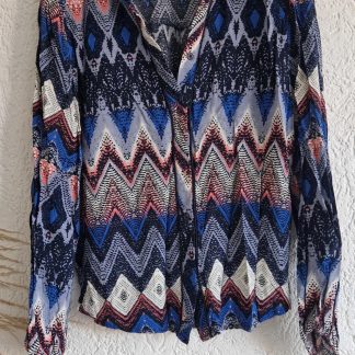 36 - b.young blouse print blauw (0226ab)