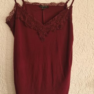 M - Amisu aubergine top met kant (0226re)