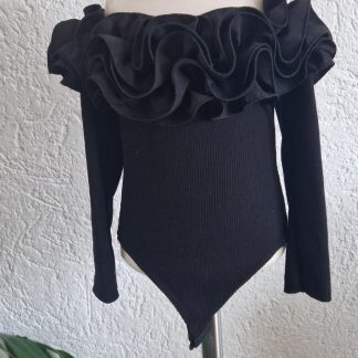 092 – Bodystocking met roezel zwart (0226el)