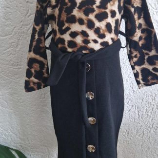 092 - Panter zwart knopen jurkje (0226el)