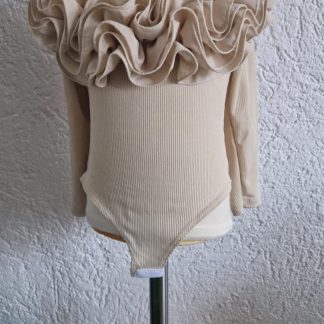 092 - Bodystocking met roezel beige (0226el)