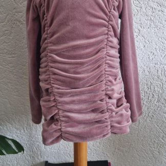 104 - Roze velvet jurkje elastisch (0226el)
