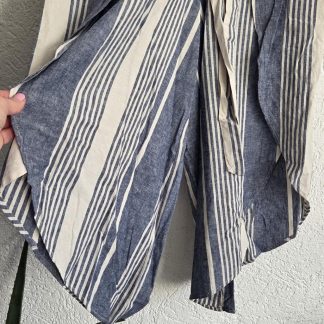 40 - Rainbow broek blauw wit linnen/katoen (0226han)