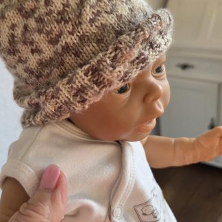 062 74 - Mutsje taupe beige pastelroze (0226ut)