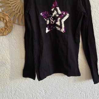 146 152 - Kids zwart shirt lovertjes ster (0326ut)