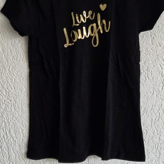 L - Joss shirt zwart print goud (0326ab)