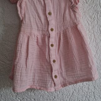 098 - Primark wafeltjeskatoen roze jurkje (0426el)