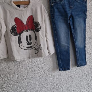 098 104 - Zara sweater Minnie/jegging Denim co. (0426el)
