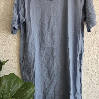 XL - FOS Amsterdam blauwe jurk linnen (0426wel)