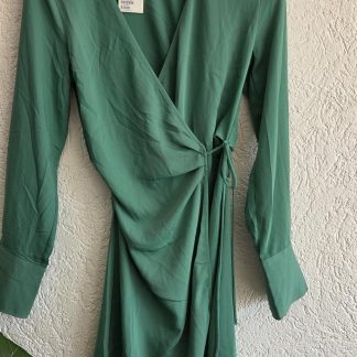S - H&M groen jurkje overslag nieuw (0426wel)