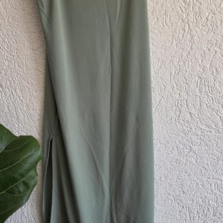 S - H&M jurk met split groen (0426ann)
