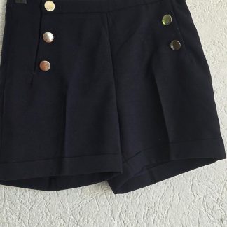 34 - H&M blauwe korte broek met knopen (0426wel)
