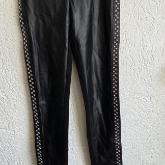 164 - Ai&Ko broek leer/stof zwart nieuw (0526vee)
