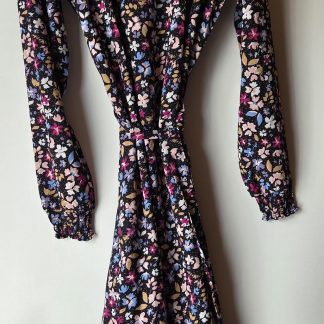 M - Casual Ladies jurk zwart bloemen (0526zee)