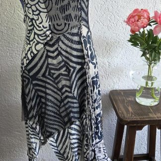 S - Desiqual jurk blauw met print (0526ab)