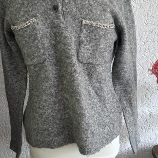 S - Peppercorn trui grijs met steentjes (0526ab)