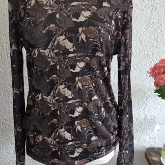 L - C&S shirt print bruin (0526ab)