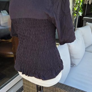 M - H&M top zwart elastisch contrast (0526prv)