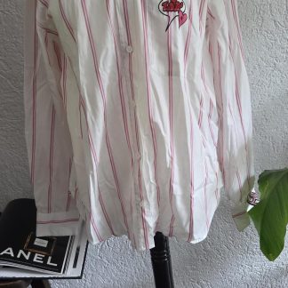 L - Zadig&Voltaire Tais Raye blouse met borstzak en streepprint (0626meg)