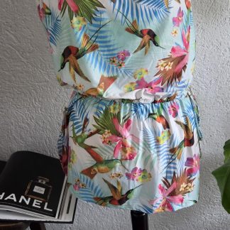 XXS/XS - Strandjurkje bloemen wit kleurtjes (0626meg)