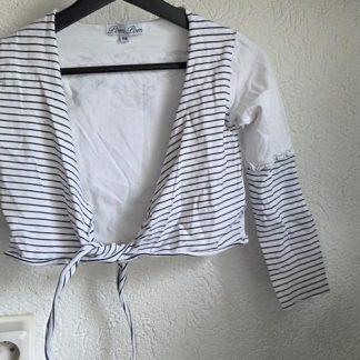 140 - Pom Pom wit blauw vestje (0626zee)