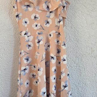 146 152 - H&M jurk zalmroze bloementjes (0726aj)
