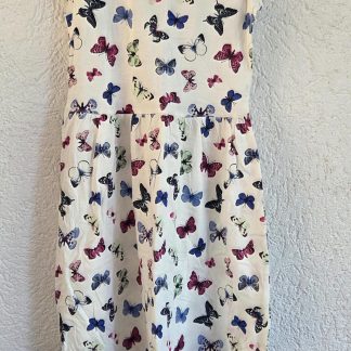 146 152 - H&M zomerjurkje wit vlinders (0726aj)