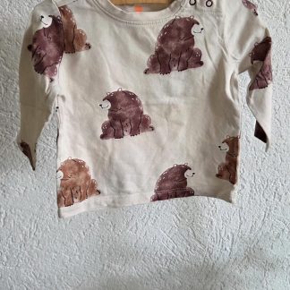 074 - Hema shirt ijsbeertjes beige bruin (0726mix)