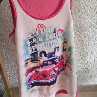 152 - Geisha top roze met print (0726mix)